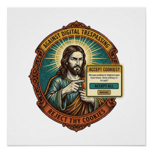 Póster Jesus Irritante Aceitar Cookies Pop Up Internet Na