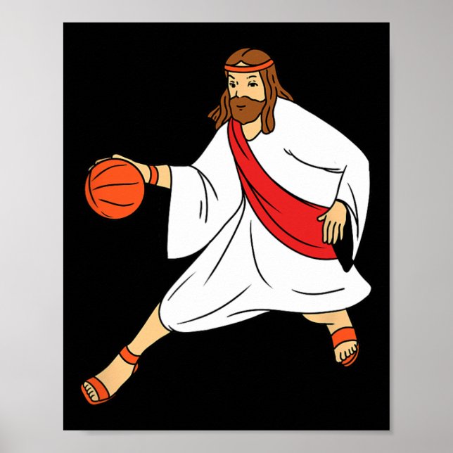Poster Jesus Jogando Basquete 1 (Frente)