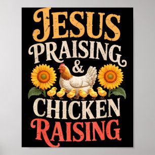 Poster Jesus Louvando & Criando Frango Fé Divertida F