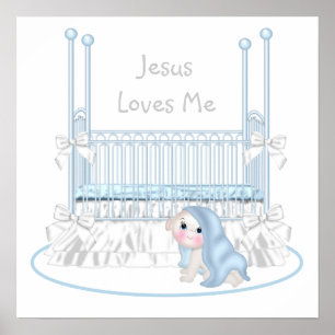 Poster Jesus Loves Me Baby Boy Nursery Art 25x25