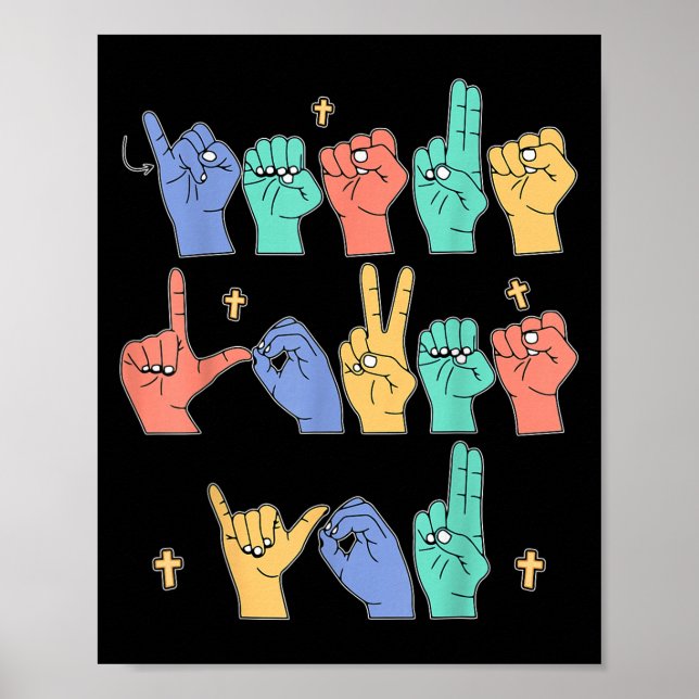 Poster Jesus Loves You Asl Christian Jesus Toddler I Sign (Frente)