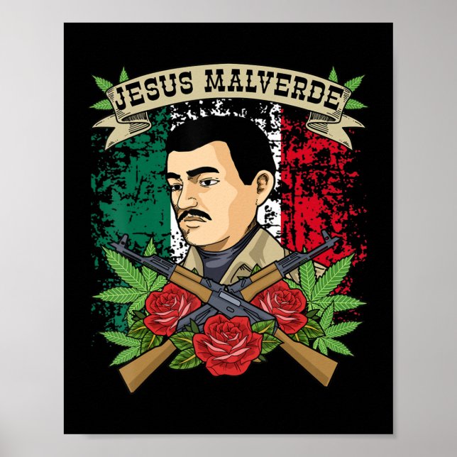 Poster Jesus Malverde Camisa Para Mulheres e Homens Ofere (Frente)