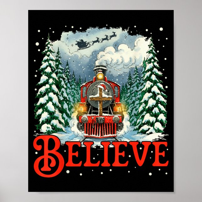 Poster Jesus Merry Xmas Faith Train To North Le Santa Sle (Frente)