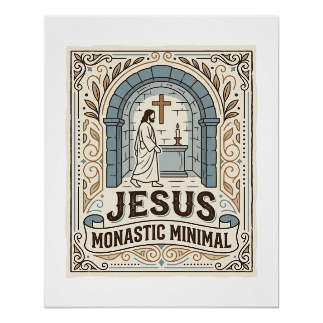 Póster Jesus Monástico Minimalista Jesus Monástico Minima (Frente)