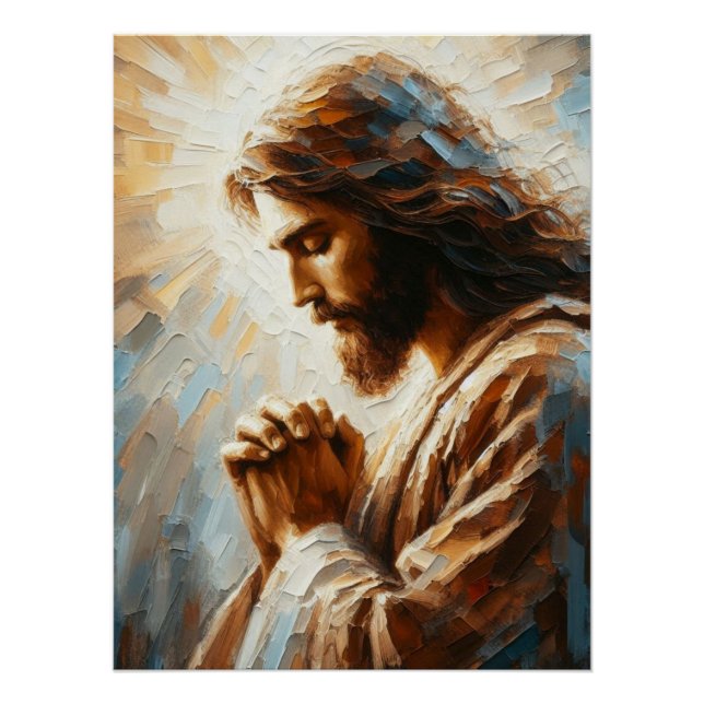 Póster Jesus na Oração Estilo Acrínico Arte (Frente)