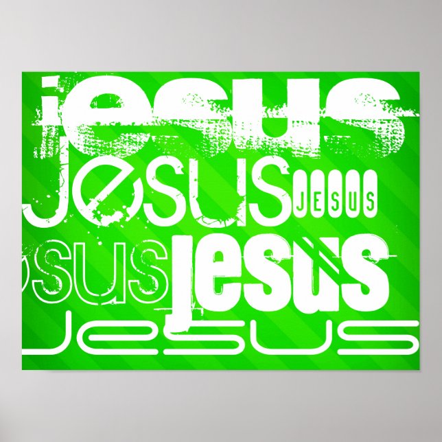 Poster Jesus; Neon Green Stripes (Frente)