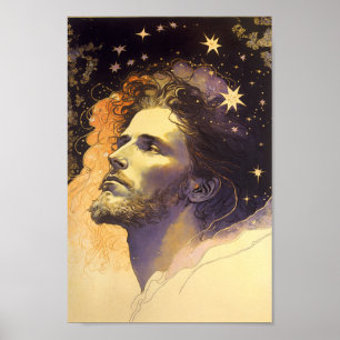 Poster Jesus no Cosmos pela Arte Gerada por Mucha AI