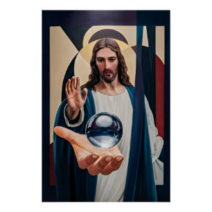 Póster Jesus no Muro Moderno da Elegância Neo-Cubista