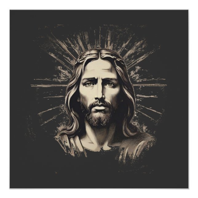 Póster Jesus num estêncil preto e branco 1 (Frente)