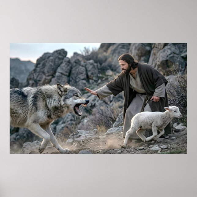 Poster Jesus o Bom Pastor e Protetor (Frente)