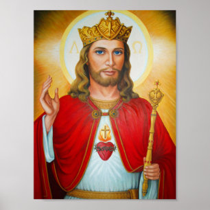 Poster Jesus O Rei Bênção Sagrado Coração de Jesus