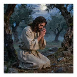 Póster Jesus Orando