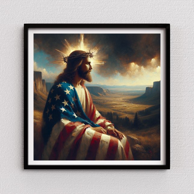 Poster Jesus Patriótico, Arte Cristã Bíblia Americana (Criador carregado)
