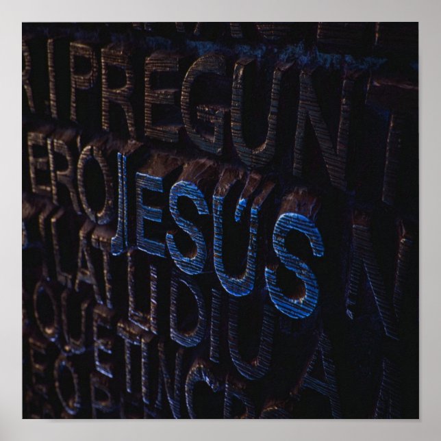 Poster Jesus, Pedra Azul, Amor a Deus Cristão (Frente)