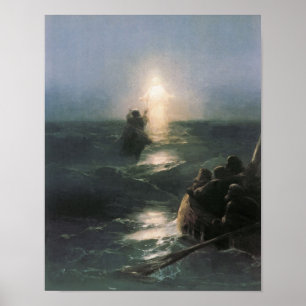 Poster Jesus que anda na água, pintura de Ivan Aivazovsk