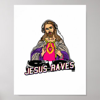 Poster Jesus Raves o Cristo de festas de música EDM X Mas