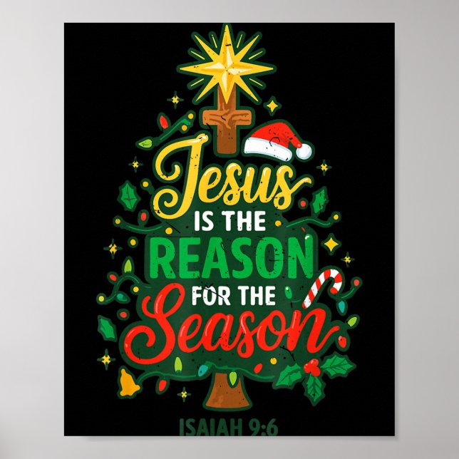 Poster Jesus Reason Season Christian Christmas Family Pjs (Frente)