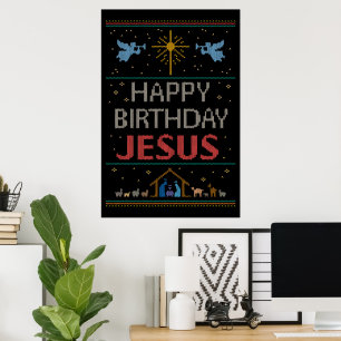 Póster Jesus religioso cristão doce de Natal feio