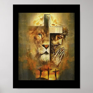 Poster Jesus Religioso Cristão O Leão Da Cruz Judaica