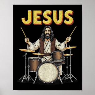 Poster Jesus Rocks Música Encantada Christian Drummer Des