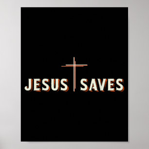 Poster Jesus Salva Cruz Deus Gráfico Cristão