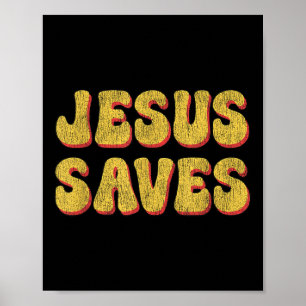 Poster Jesus Salva - Fé Cristã Popular Cita Deus Bi