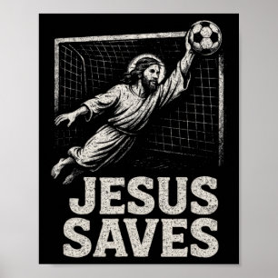 Poster Jesus Salva - Inspiração Cristã para Goleiro de Fu
