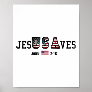 Poster Jesus Salva Jesus Salva Bandeira Americana Patriot
