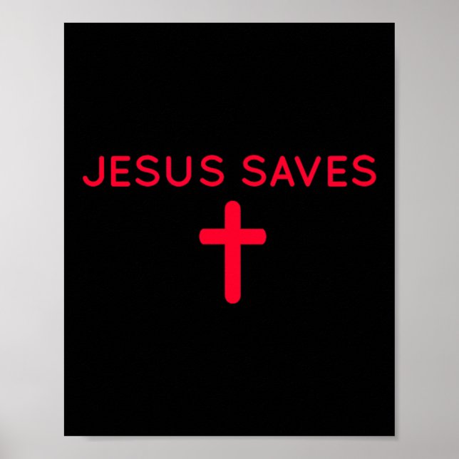 Poster Jesus Salva Uma Sutil Fé Cristã Mínima R (Frente)