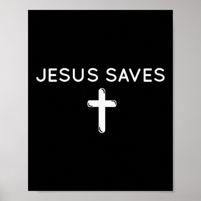 Poster Jesus Salva Uma Sutil Fé Cristã Mínima R (Frente)