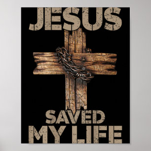 Poster Jesus Salvou Minha Vida Cruz Cristã Deus Fé Bíblia