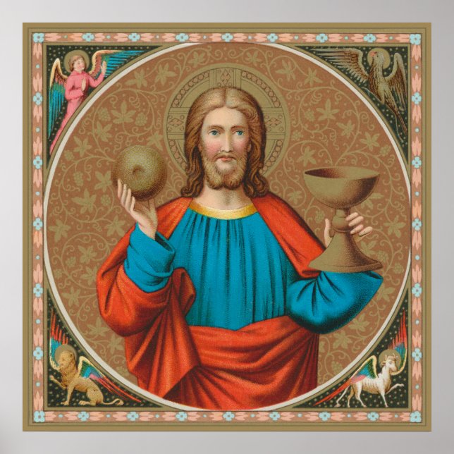 Poster Jesus Segurando a Eucaristia (SNV 050) (Frente)