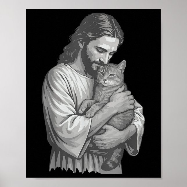 Poster Jesus segurando gato (Frente)