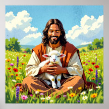 Jesus segurando um Cordeiro | Páscoa Religiosa