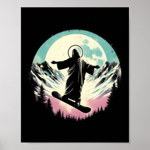 Poster Jesus Snowboard - Sno Religioso Cristão Engraçado