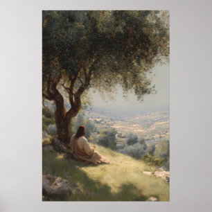 Poster Jesus sob a árvore de mostarda Arte Bíblica Arte C