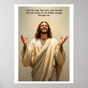 Poster Jesus sorrindo Eu sou o caminho da verdade e da vi
