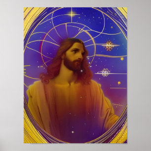 Poster Jesus StainGlass AI Gerado Arte