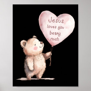 Poster Jesus Te Ama Beary Muito Fofo Crianças Cristãs