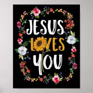 Poster Jesus Te Ama Com A Flor Redonda Cristã