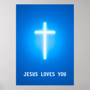 Póster Jesus te ama   Cruz religiosa