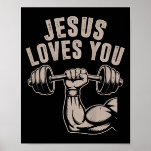 Poster Jesus Te Ama Engraçado, Gym Barbel