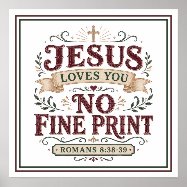 Poster Jesus Te Ama Sem Letra Miúda Citação Cristã (Frente)