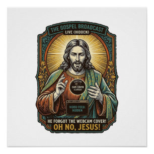 Póster Jesus Tela Preta Cobertura de Webcam Esquecida Vir