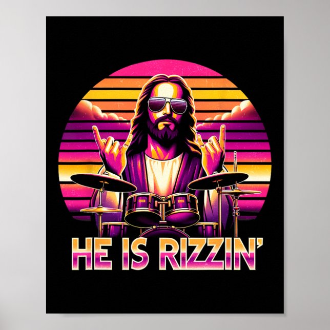Poster Jesus Tem Rizzen Ele É Engraçado Cristão E (Frente)