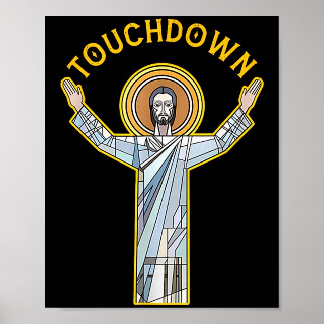 Poster Jesus Touchdown Diversão Fé Cristã Frase Meme Ch (Frente)