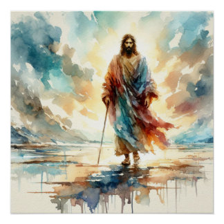 Póster Jesus Watercolor Art