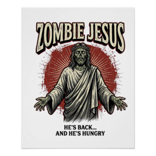 Póster Jesus Zumbi Gravura Vintage Design de Camiseta Eng