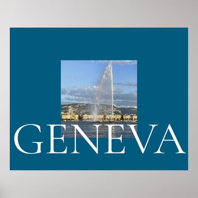 Poster Jet d'Eau em Genebra  (Frente)
