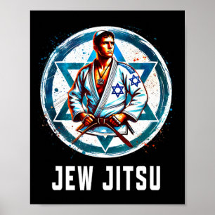 Poster Jew Jitsu Karate Funny Hanukkah Jiu Jitsu Martial